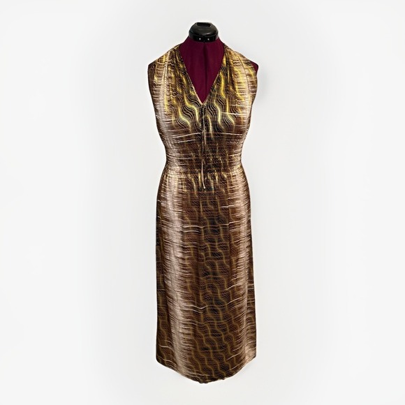 Seven Islands Dresses & Skirts - NWT Seven Islands Sleeveless maxi dress Womens S Brown Gold Animal Print Resort
